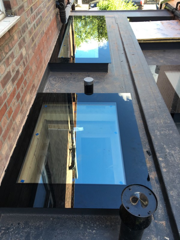 Multiple flat roof skylights on extension in Poplar